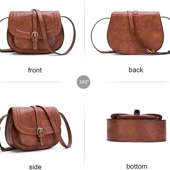Crossbody Bags for Women,Small Saddle Purse and Boho Cross Body Handbags,Leather - Picture 4 of 6